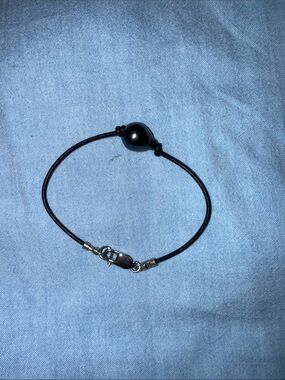 Classic Black Cord Bracelet with Hematite Accent